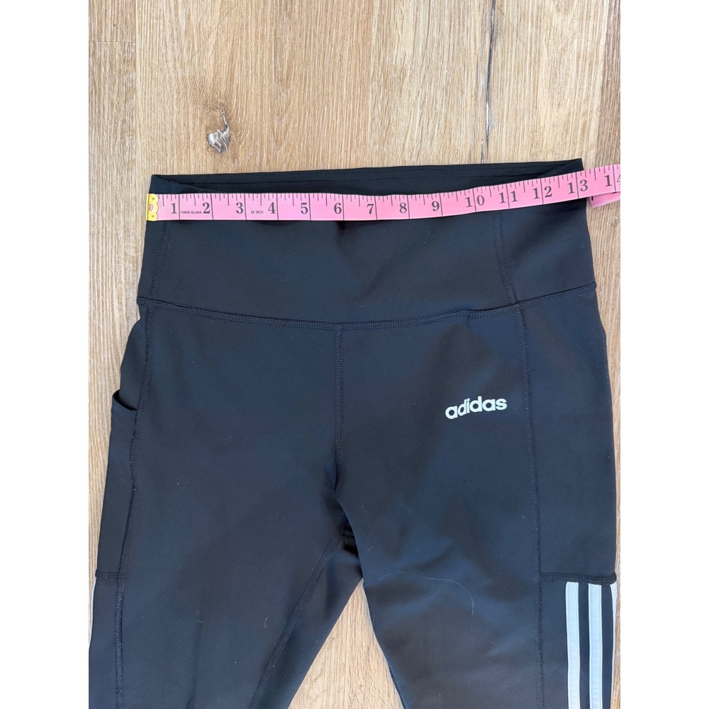 Adidas Leggings Womens Medium‎ Black 3-Stripe Climalite High Rise Active Tights - Picture 3 of 10